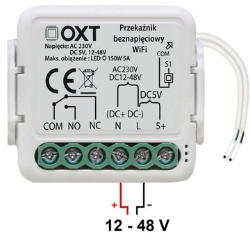 OXT Mini Przekaźnik Beznapięciowy 12-48V DC 230V WiFi TUYA Smart Life