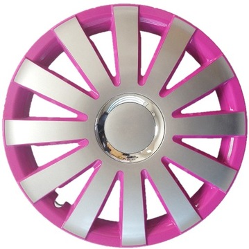 KOŁPAKI 15 ONYX UNIWERSALNE RÓŻOWO SREBRNE CHROM