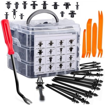 SPINKI KOŁKI KLIPSY SAMOCHODOWE DO TAPICERKI DZWI 645 EL ZESTAW + ŚCIĄGACZE