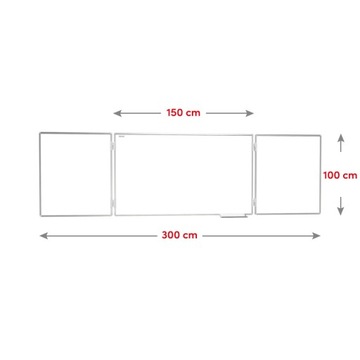 Доска триптих школьная 100х150/300 сухостираемая магнитная белая