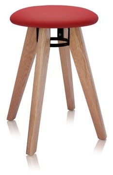 Taboret FLIP drewniany stołek dębowy ekoskóra E09
