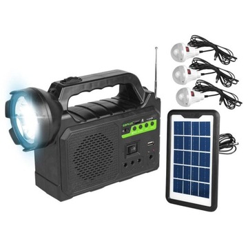 Solar system radio POWER BANK latarka 3x żarówki głośnik BLUETOOTH