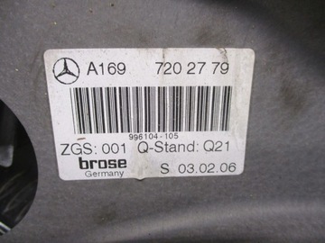 MECHANIZMUS OKNO LEVÝ PŘEDNÍ MERCEDES W169 2.0 CDI