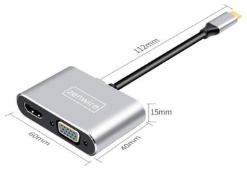 АДАПТЕР-ХАБ Адаптер USB-C 4-в-1 HDMI 4K VGA USB 3.0 Zenwire