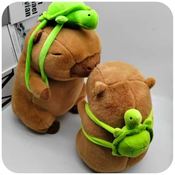 ПЛЮШЕВАЯ ИГРУШКА КАПИБАРА С РЮКЗАКОМ 25 СМ С ПЛЮШЕВОЙ ЧЕРЕПАХОЙ ИГРУШКА