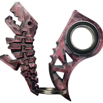 Brelok KEYRAMBIT + DINUS REX KEYSPINNER karambit key spinner