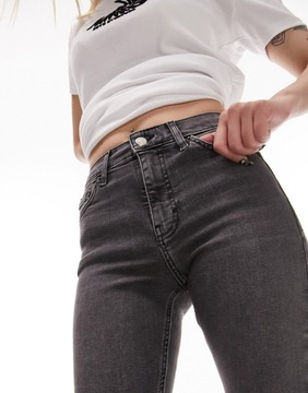 Topshop Petite Jamie Czarne jeansy z bawełny rurki W30/L30