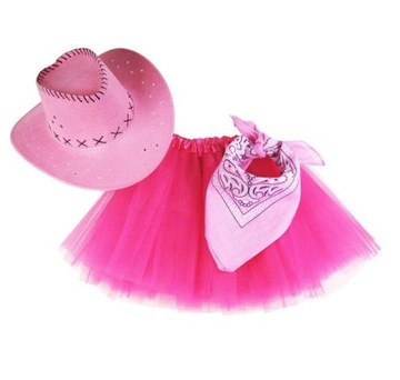 STRÓJ KOWBOJKA KAPELUSZ SPÓDNICZKA CHUSTKA ROZM. 3-9 LAT