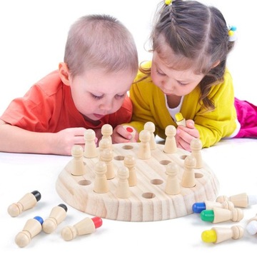 Wooden Memory Chess Set, Color Memory Chess Set, Fun Block Board Game