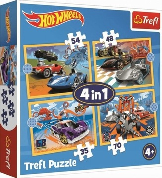 Puzzle TREFL 4w1 Pojazdy Hot Wheels