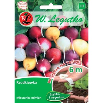 RZODKIEWKA MIESZANKA ODMIAN NASIONA NA TAŚMIE 6M