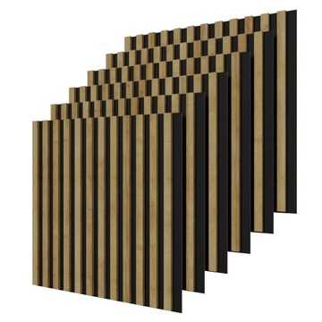 6x Lamele ścienne na płycie akustyczne 12szt 180x120cm 2,16m2 panele dekor