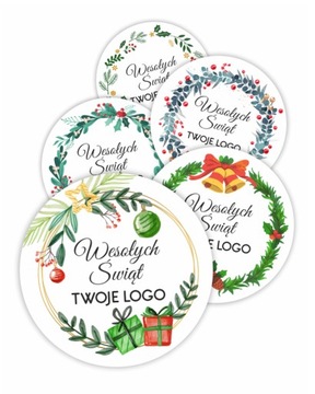 ŚWIĄTECZNE NAKLEJKI Z TWOIM LOGO - 40mm - 48SZT