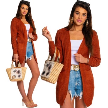 Modny Wygodny Kobiecy SWETER Narzutka KARDIGAN