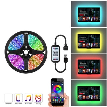 Светодиодная лента RGB 5050 Подсветка телевизора Изменение цвета Bluetooth 2м