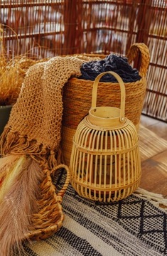 Фонарь из натурального бамбука 19х24см.