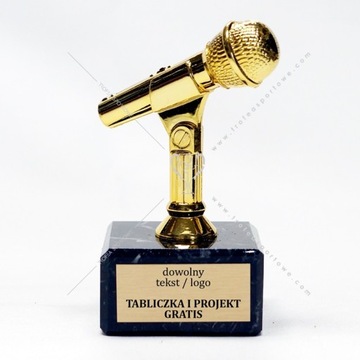 statuetka MIKROFON MUZYKA ŚPIEW 11cm + grawerka GRATIS