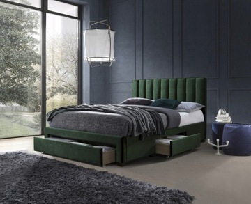 ŁÓŻKO PIKOWANE PIONOWO ZIELONY VELVET SZUFLADY 160