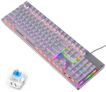 BIAŁA KLAWIATURA MECHANICZNA GAMINGOWA RGB LED