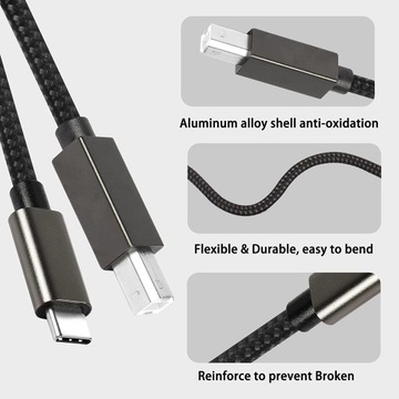 USB-кабель Кабель принтера USB C-USB B миди-кабель 3 м