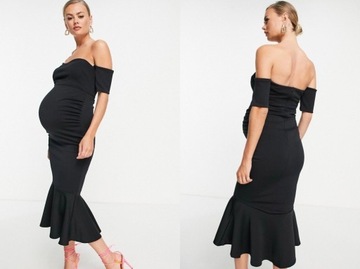 True Violet sukienka midi z dekoltem typu bardot S