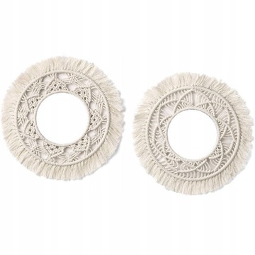 Wall hanging with lace tassel set of 2 boho style