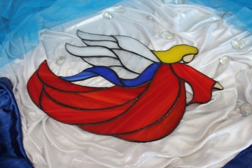 Ангелочек из красного витражного стекла Tiffany Kal, подвесной