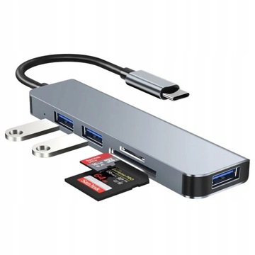 HUB ADAPTER 5W1 USB-C TYP USB 3.0 CZYTNIK SD / TF