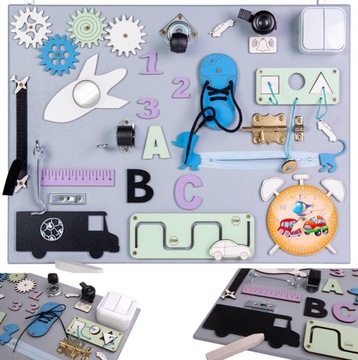 TABLICA MANIPULACYJNA SENSORYCZNA MONTESSORI 17W1