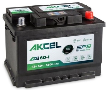 Akumulator 12V 60Ah 560A P+ EFB Start-Stop Akcel Varta Clarios AKE-60-1