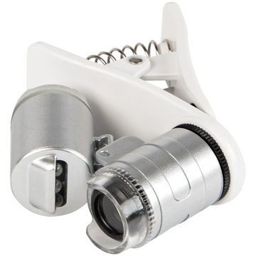 MINI LUPA MIKROSKOP NA TELEFON LAMPKA Z KLIPSEM 60X ZOOM ULTRAFIOLET