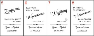 Zawieszki na Wódkę Weselną złote lustrzane - 4 sztuki w 1 komplecie