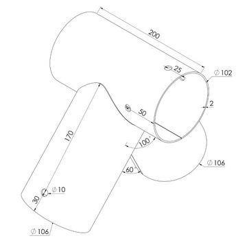 Коннектор для распашных 100х100 - круг 100 градусов.