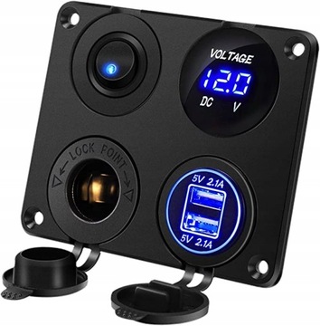 Panel przełącznikowy 4 w 1 adapter samochodowy 12v