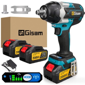 Bezkartáčový příklepový klíč 1800NM 1/2" Sada nářadí pro 2 akumulátory