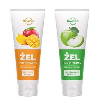 NOVAME ZESTAW ŻELI POD PRYSZNIC ODŻYWCZE MANGO 250 + ZIELONE JABŁUSZKO 250