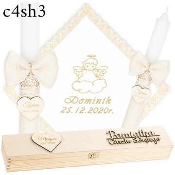 КРЕЩЕНСКАЯ СВЕЧА + КОРОБКА * НАКЛАДКА И КРЕЩЕСТВЕННАЯ СВЕЧА ВЫШИВКА + ГРАВИРОВКА