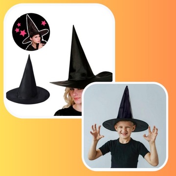 ШЛЯПА ВЕДЬМЫ БОЛЬШАЯ ШЛЯПА ВЕДЬМЫ ХЭЛЛОУИН КАРНАВАЛЬНАЯ ЧЕРНАЯ 39см