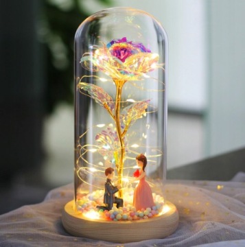 ETERNAL ROSE IN GLASS, СВЕТЯЩАЯСЯ цветочная коробчатая роза LED