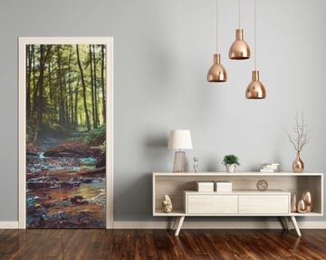 НАКЛЕЙКА НА ДВЕРЬ МЕБЕЛЬ ШПОН РУЧЕЙ ЛЕСНЫЕ ДЕРЕВЬЯ