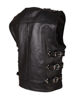 КОЖАНЫЙ МОТОЦИКЛСКИЙ ЖИЛЕТ С ПРЯЖКАМИ 4XL