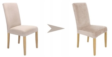 НАБОР ИЗ 6 ШТ. ЧЕХОЛЫ НА СТУЛ ПРОХЛАДНЫЙ БЕЖЕВЫЙ ЭЛАСТИЧНЫЙ ВЕЛЮР