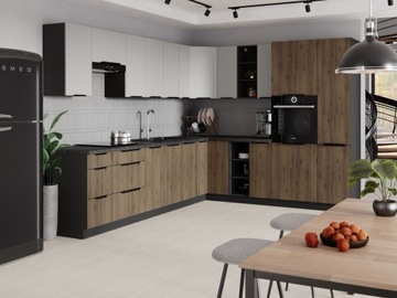 Zestaw mebli kuchennych 260 cm z blatem, kuchnia deco / kaszmir