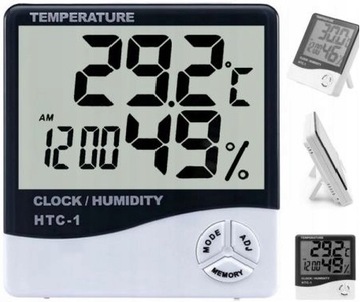 STACJA POGODOWA POGODY TERMOMETR HIGROMETR CZUJNIK WILGOTNOŚCI ALARM LCD
