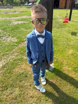 GARNITUR chłopięcy TERRY niebieski r. 122 3 częściowy z kamizelką