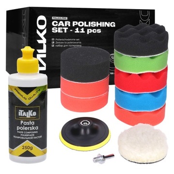 ZESTAW POLERSKI GĄBKI PADY DYSK RZEP 125MM + PASTA