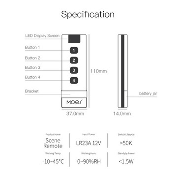 Переключатель сцен, 4 группы, пульт дистанционного управления Tuya ZigBee 4CH
