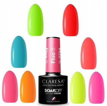 CLARESA FLUO Lakier Hybrydowy NA LATO neon kolory