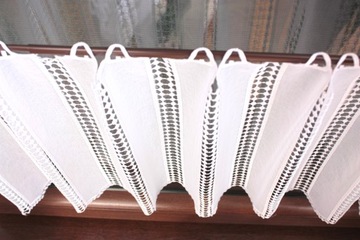 Задростка белая штора для кухни Батист Гипюр, высота 90 см