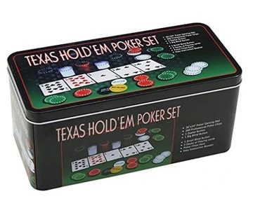 ZESTAW DO POKERA TEXAS HOLDEM 200 ŻETONÓW + TALIE + MATA + ŻETONY FUNKCYJNE